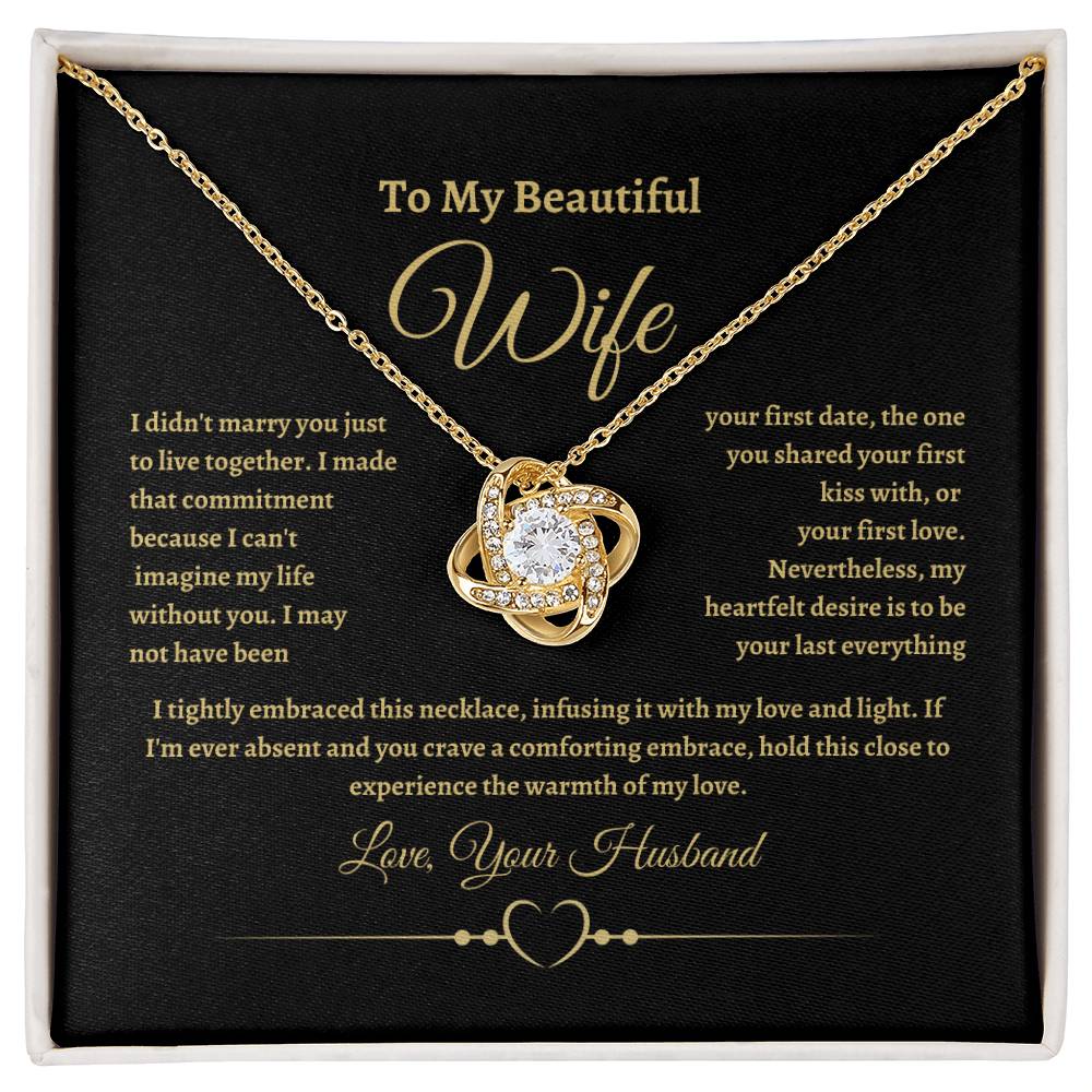 To My Beautiful Wife Love Knot Necklace Valentine's Day Gift