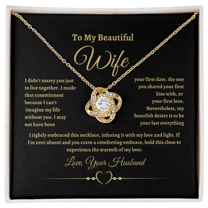 To My Beautiful Wife Love Knot Necklace Valentine's Day Gift