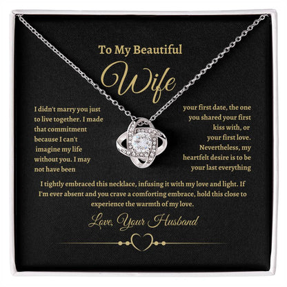 To My Beautiful Wife Love Knot Necklace Valentine's Day Gift