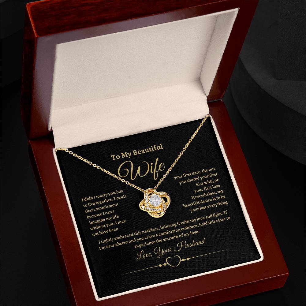 To My Beautiful Wife Love Knot Necklace Valentine's Day Gift