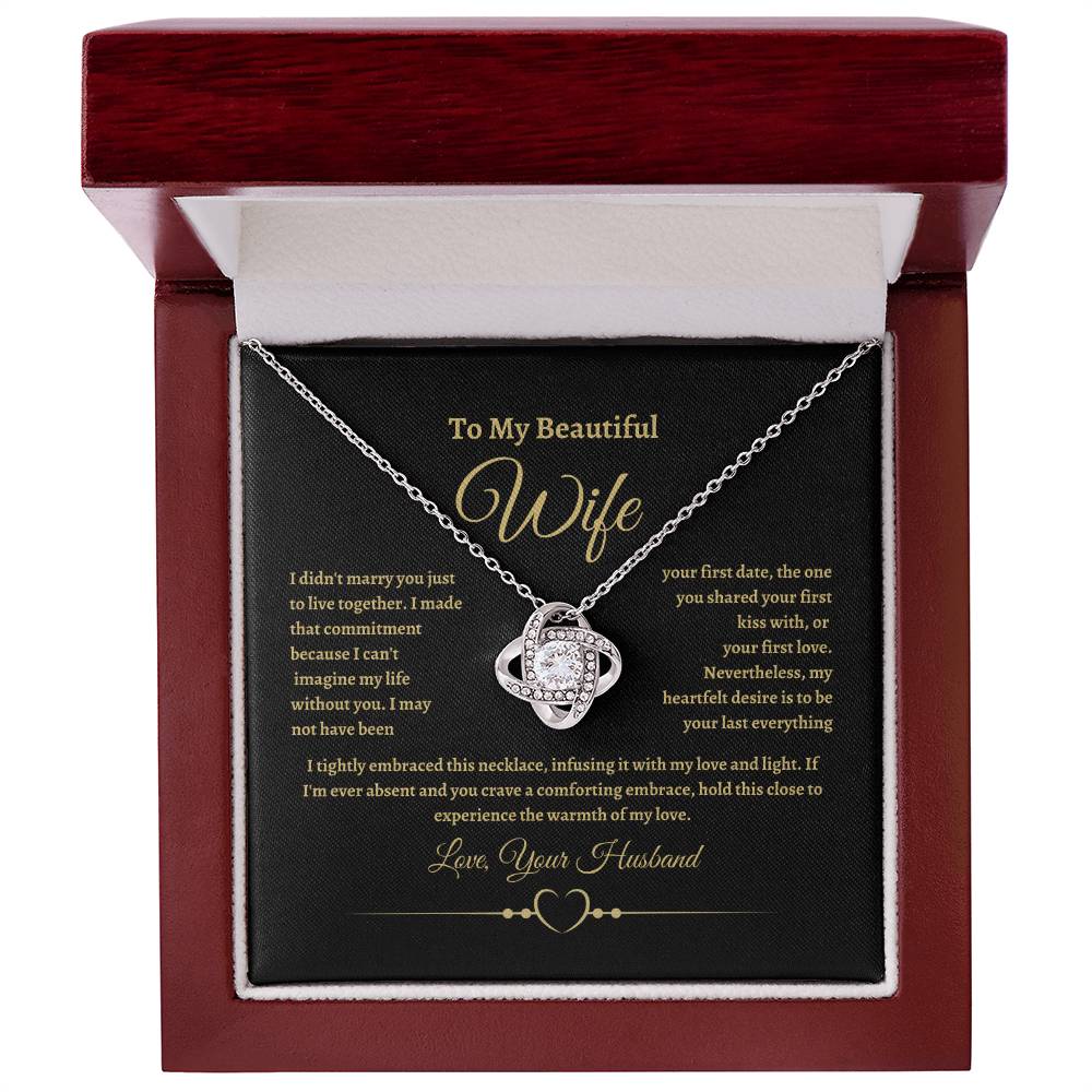 To My Beautiful Wife Love Knot Necklace Valentine's Day Gift